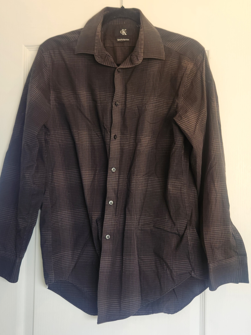 Calvin Klein Men’s Check Button-Down Shirt M Euc